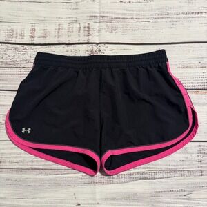 Under Armour Heatgear Running Shorts Black Pink Trim Lined Fitted Women's M